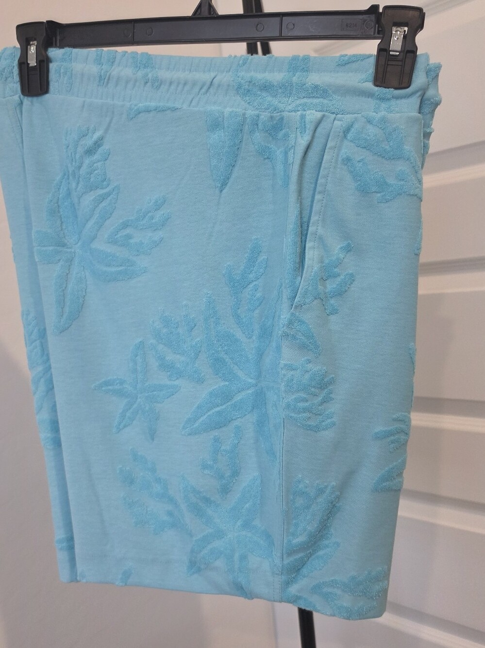 NWT Caribbean Men Terry Cloth 7" Inseam Shorts Aqua Depth Blue Tropical Sz XL - Picture 3 of 7